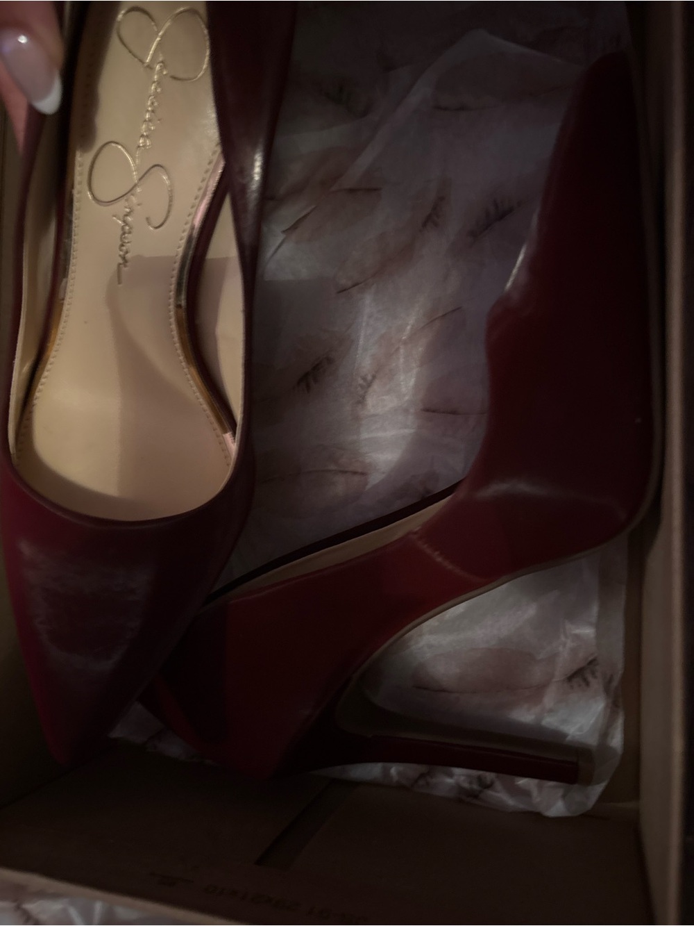 Jessica Simpson Burgundy Pointed-Toe Stiletto Pumps